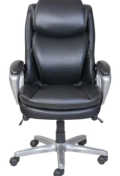 Serta® Smart Layers™ Arlington AIR™ Bonded Leather High-Back Executive Office Chair, Black/Silver, BIFMA Compliant