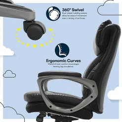 Serta® Smart Layers™ Arlington AIR™ Bonded Leather High-Back Executive Office Chair, Black/Silver, BIFMA Compliant