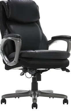 Serta® Smart Layers™ Arlington AIR™ Bonded Leather High-Back Executive Office Chair, Black/Silver, BIFMA Compliant