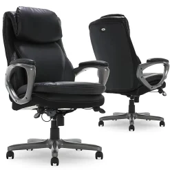 Serta® Smart Layers™ Arlington AIR™ Bonded Leather High-Back Executive Office Chair, Black/Silver, BIFMA Compliant