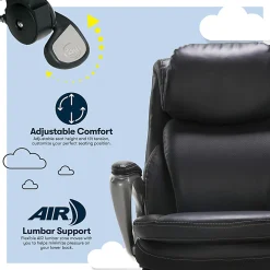Serta® Smart Layers™ Arlington AIR™ Bonded Leather High-Back Executive Office Chair, Black/Silver, BIFMA Compliant