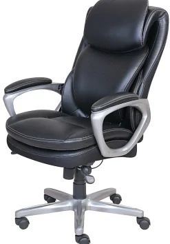 Serta® Smart Layers™ Arlington AIR™ Bonded Leather High-Back Executive Office Chair, Black/Silver, BIFMA Compliant