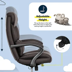 Serta® SmartLayers™ Bellmore Big & Tall Ergonomic Executive Office Chair with Pebbled-Texture Vegan Leather, Brown/Dark Gray, BIFMA Compliant