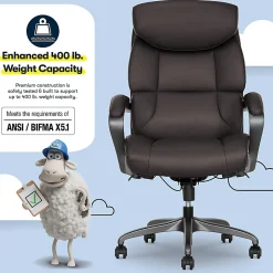 Serta® SmartLayers™ Bellmore Big & Tall Ergonomic Executive Office Chair with Pebbled-Texture Vegan Leather, Brown/Dark Gray, BIFMA Compliant