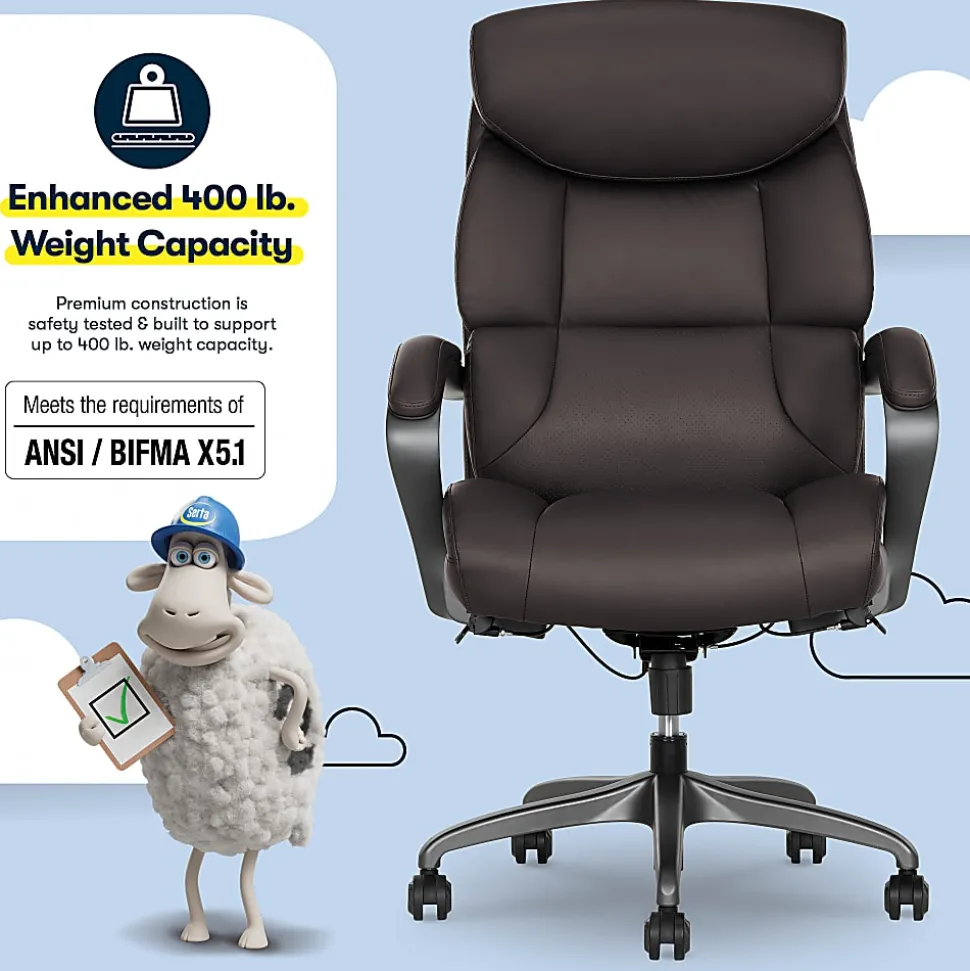Serta® SmartLayers™ Bellmore Big & Tall Ergonomic Executive Office Chair with Pebbled-Texture Vegan Leather, Brown/Dark Gray, BIFMA Compliant