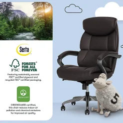Serta® SmartLayers™ Bellmore Big & Tall Ergonomic Executive Office Chair with Pebbled-Texture Vegan Leather, Brown/Dark Gray, BIFMA Compliant