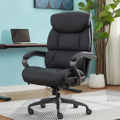 Serta® SmartLayers™ Bellmore Big & Tall Ergonomic Executive Office Chair with Smooth Vegan Leather, Black/Dark Gray, BIFMA Compliant