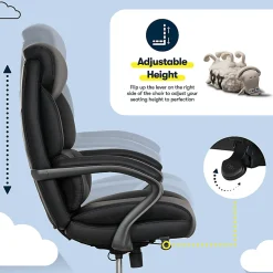 Serta® SmartLayers™ Bellmore Big & Tall Ergonomic Executive Office Chair with Smooth Vegan Leather, Black/Dark Gray, BIFMA Compliant