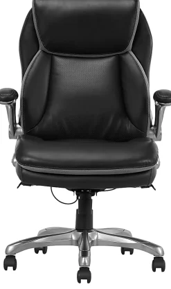 Serta® Smart Layers™ Brinkley Ergonomic Bonded Leather High-Back Executive Office Chair, Black/Silver