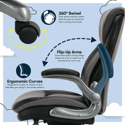 Serta® Smart Layers™ Brinkley Ergonomic Bonded Leather High-Back Executive Office Chair, Black/Silver