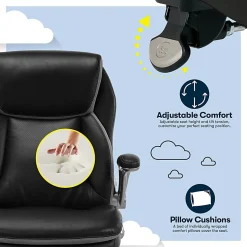 Serta® Smart Layers™ Brinkley Ergonomic Bonded Leather High-Back Executive Office Chair, Black/Silver