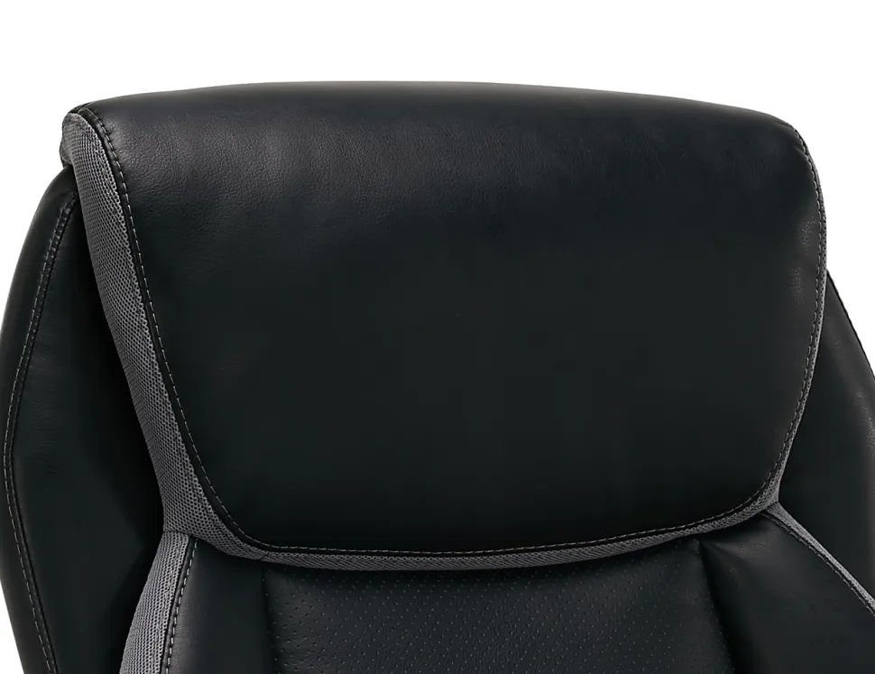 Serta® Smart Layers™ Brinkley Ergonomic Bonded Leather High-Back Executive Office Chair, Black/Silver