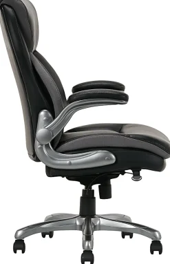 Serta® Smart Layers™ Brinkley Ergonomic Bonded Leather High-Back Executive Office Chair, Black/Silver