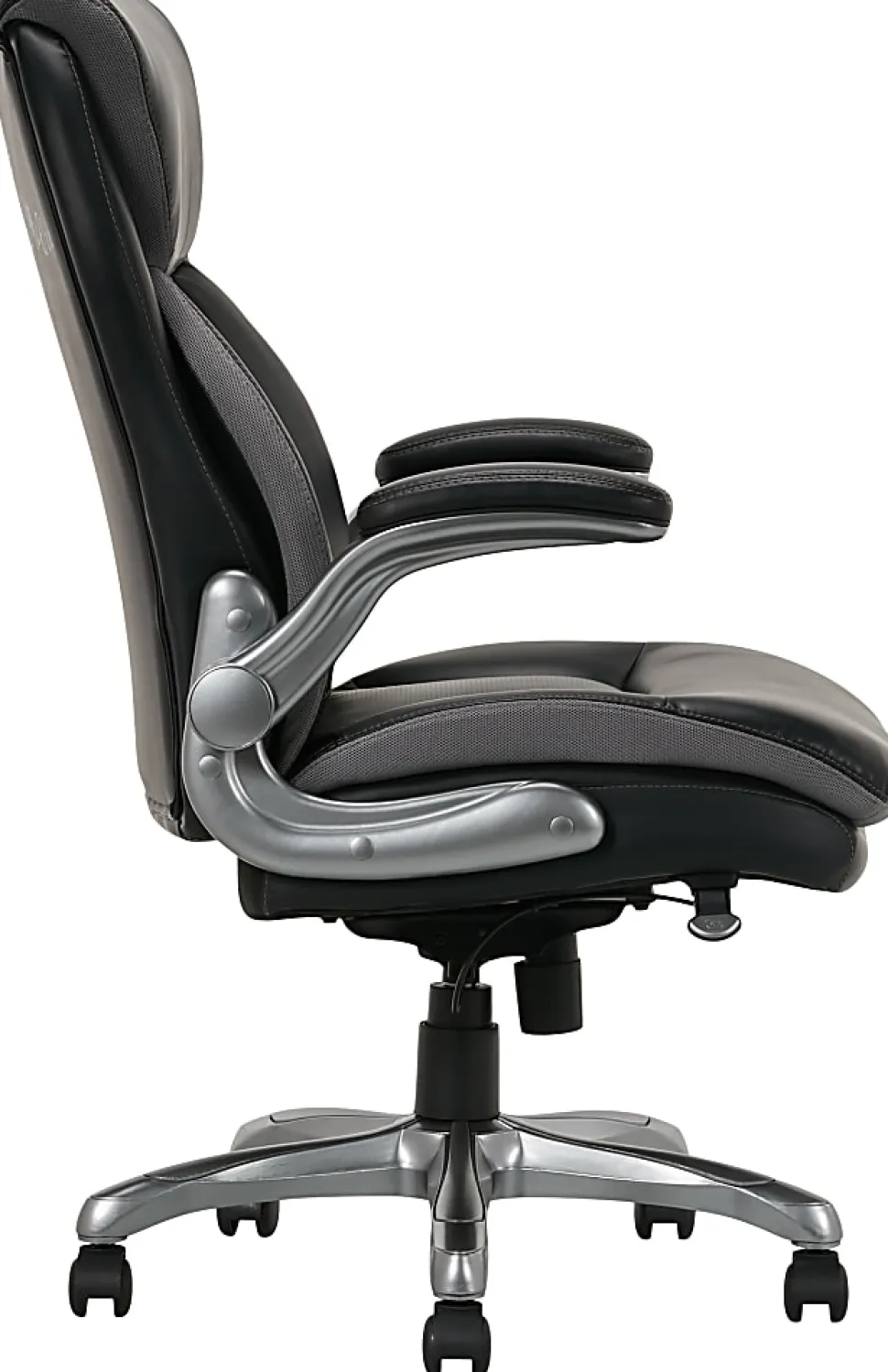 Serta® Smart Layers™ Brinkley Ergonomic Bonded Leather High-Back Executive Office Chair, Black/Silver
