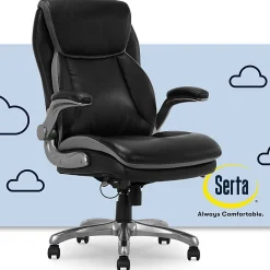 Serta® Smart Layers™ Brinkley Ergonomic Bonded Leather High-Back Executive Office Chair, Black/Silver