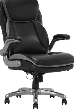 Serta® Smart Layers™ Brinkley Ergonomic Bonded Leather High-Back Executive Office Chair, Black/Silver