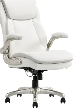 Serta® Smart Layers™ Brinkley Ergonomic Bonded Leather High-Back Executive Office Chair, White/Silver