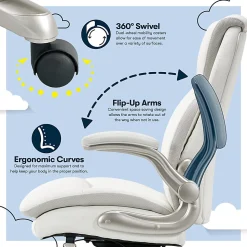 Serta® Smart Layers™ Brinkley Ergonomic Bonded Leather High-Back Executive Office Chair, White/Silver