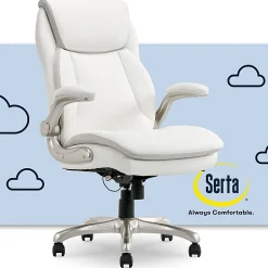 Serta® Smart Layers™ Brinkley Ergonomic Bonded Leather High-Back Executive Office Chair, White/Silver