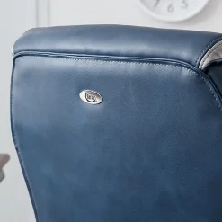 Serta® Smart Layers™ Brinkley Ergonomic Bonded Leather High-Back Executive Office Chair, Navy/Silver
