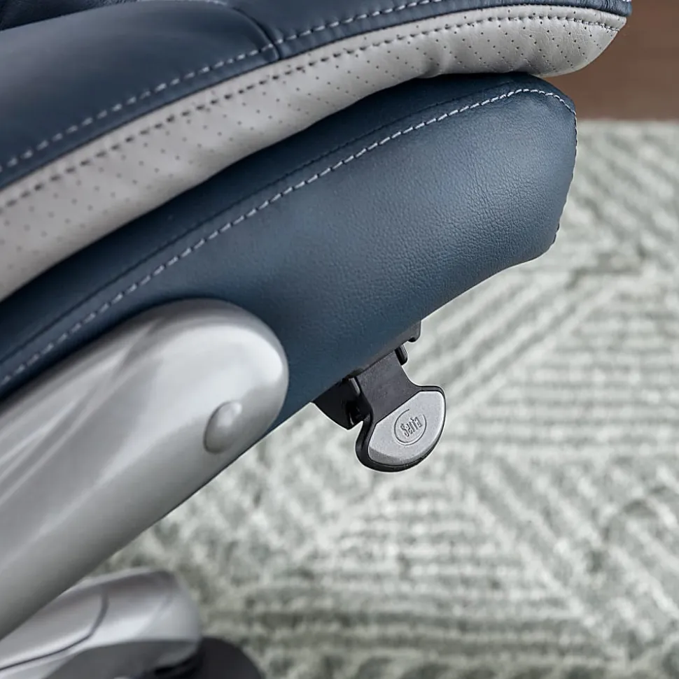 Serta® Smart Layers™ Brinkley Ergonomic Bonded Leather High-Back Executive Office Chair, Navy/Silver