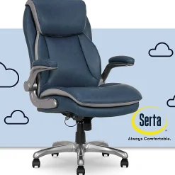 Serta® Smart Layers™ Brinkley Ergonomic Bonded Leather High-Back Executive Office Chair, Navy/Silver
