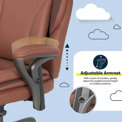 Serta® SmartLayers™ Everett Big & Tall Ergonomic Vegan Leather High-Back Executive Office Chair, Cognac/Dark Gray