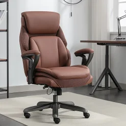 Serta® SmartLayers™ Everett Big & Tall Ergonomic Vegan Leather High-Back Executive Office Chair, Cognac/Dark Gray