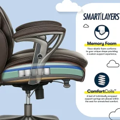 Serta® SmartLayers™ Everett Big & Tall Ergonomic Vegan Leather High-Back Executive Office Chair, Dark Brown/Dark Gray