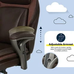 Serta® SmartLayers™ Everett Big & Tall Ergonomic Vegan Leather High-Back Executive Office Chair, Dark Brown/Dark Gray