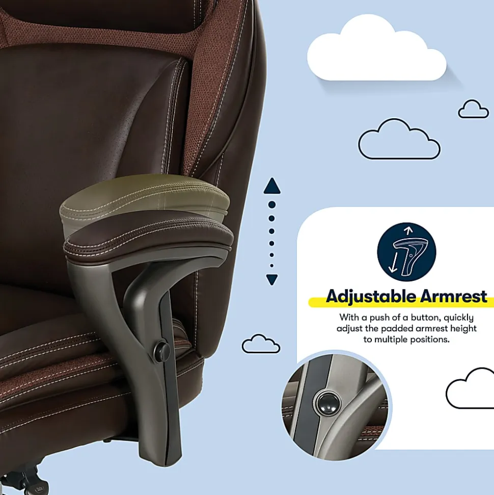 Serta® SmartLayers™ Everett Big & Tall Ergonomic Vegan Leather High-Back Executive Office Chair, Dark Brown/Dark Gray
