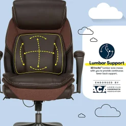 Serta® SmartLayers™ Everett Big & Tall Ergonomic Vegan Leather High-Back Executive Office Chair, Dark Brown/Dark Gray