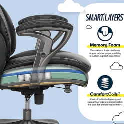 Serta® SmartLayers™ Everett Big & Tall Ergonomic Vegan Leather High-Back Executive Office Chair, Black/Dark Gray, BIFMA Compliant