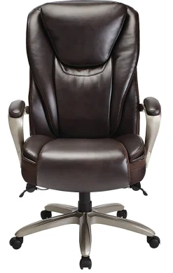 Serta® Smart Layers™ Hensley Big & Tall Ergonomic Bonded Leather High-Back Office Chair, Roasted Chestnut/Satin Nickel, BIFMA Compliant