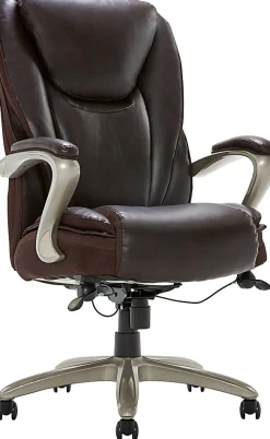 Serta® Smart Layers™ Hensley Big & Tall Ergonomic Bonded Leather High-Back Office Chair, Roasted Chestnut/Satin Nickel, BIFMA Compliant