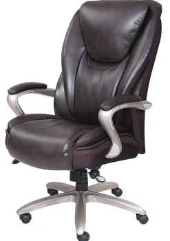 Serta® Smart Layers™ Hensley Big & Tall Ergonomic Bonded Leather High-Back Office Chair, Roasted Chestnut/Satin Nickel, BIFMA Compliant