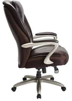 Serta® Smart Layers™ Hensley Big & Tall Ergonomic Bonded Leather High-Back Office Chair, Roasted Chestnut/Satin Nickel, BIFMA Compliant