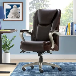 Serta® Smart Layers™ Hensley Big & Tall Ergonomic Bonded Leather High-Back Office Chair, Roasted Chestnut/Satin Nickel, BIFMA Compliant