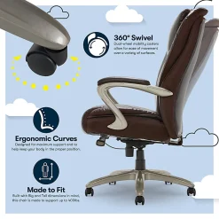 Serta® Smart Layers™ Hensley Big & Tall Ergonomic Bonded Leather High-Back Office Chair, Roasted Chestnut/Satin Nickel, BIFMA Compliant