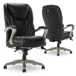 Serta® Smart Layers™ Hensley Big & Tall Ergonomic Bonded Leather High-Back Office Chair, Black/Silver, BIFMA Compliant