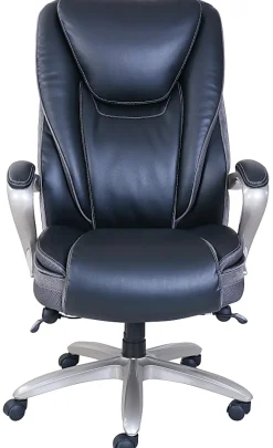 Serta® Smart Layers™ Hensley Big & Tall Ergonomic Bonded Leather High-Back Office Chair, Black/Silver, BIFMA Compliant