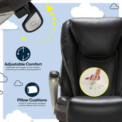 Serta® Smart Layers™ Hensley Big & Tall Ergonomic Bonded Leather High-Back Office Chair, Black/Silver, BIFMA Compliant