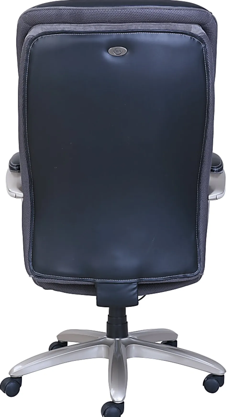 Serta® Smart Layers™ Hensley Big & Tall Ergonomic Bonded Leather High-Back Office Chair, Black/Silver, BIFMA Compliant
