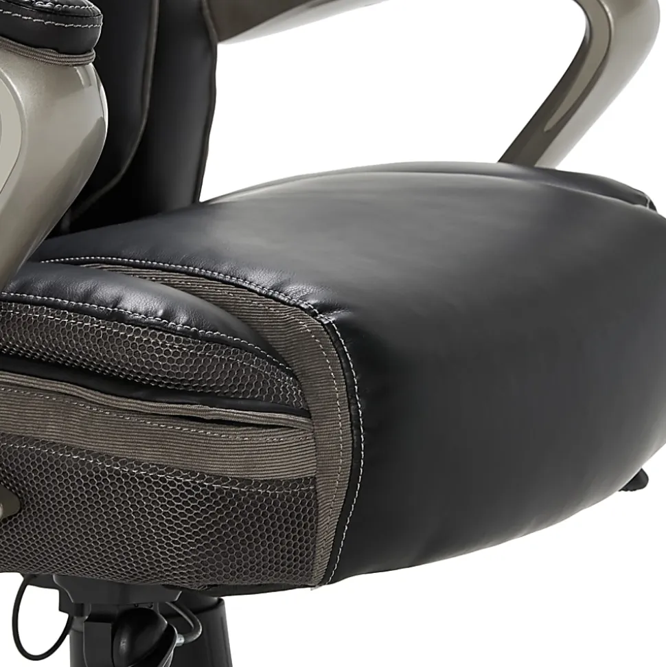 Serta® Smart Layers™ Hensley Big & Tall Ergonomic Bonded Leather High-Back Office Chair, Black/Silver, BIFMA Compliant