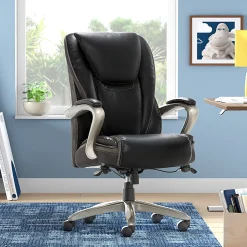 Serta® Smart Layers™ Hensley Big & Tall Ergonomic Bonded Leather High-Back Office Chair, Black/Silver, BIFMA Compliant