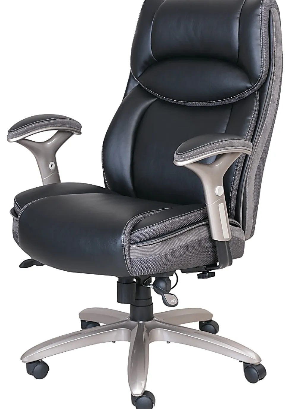 Serta® Smart Layers™ Jennings Big & Tall Ergonomic Bonded Leather High-Back Executive Office Chair, Black/Slate