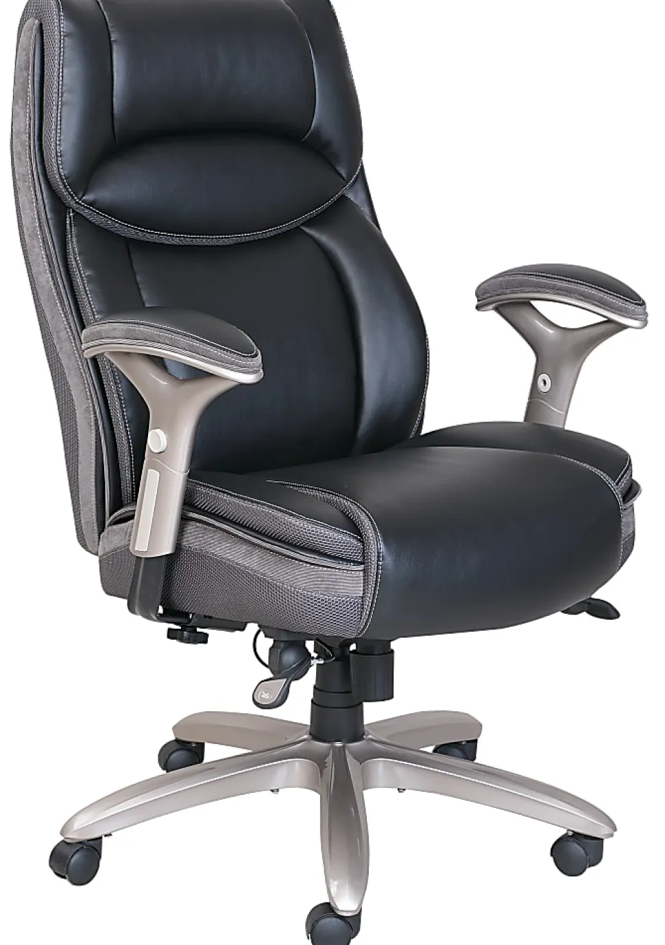 Serta® Smart Layers™ Jennings Big & Tall Ergonomic Bonded Leather High-Back Executive Office Chair, Black/Slate