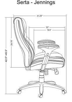 Serta® Smart Layers™ Jennings Big & Tall Ergonomic Bonded Leather High-Back Executive Office Chair, Black/Slate
