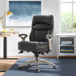 Serta® Smart Layers™ Jennings Big & Tall Ergonomic Bonded Leather High-Back Executive Chair, Dark Gray/Silver