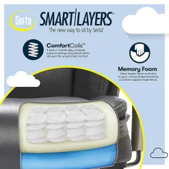 Serta® Smart Layers™ Jennings Big & Tall Ergonomic Bonded Leather High-Back Executive Chair, Dark Gray/Silver